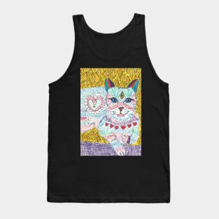 colorful cat ink drawing Tank Top